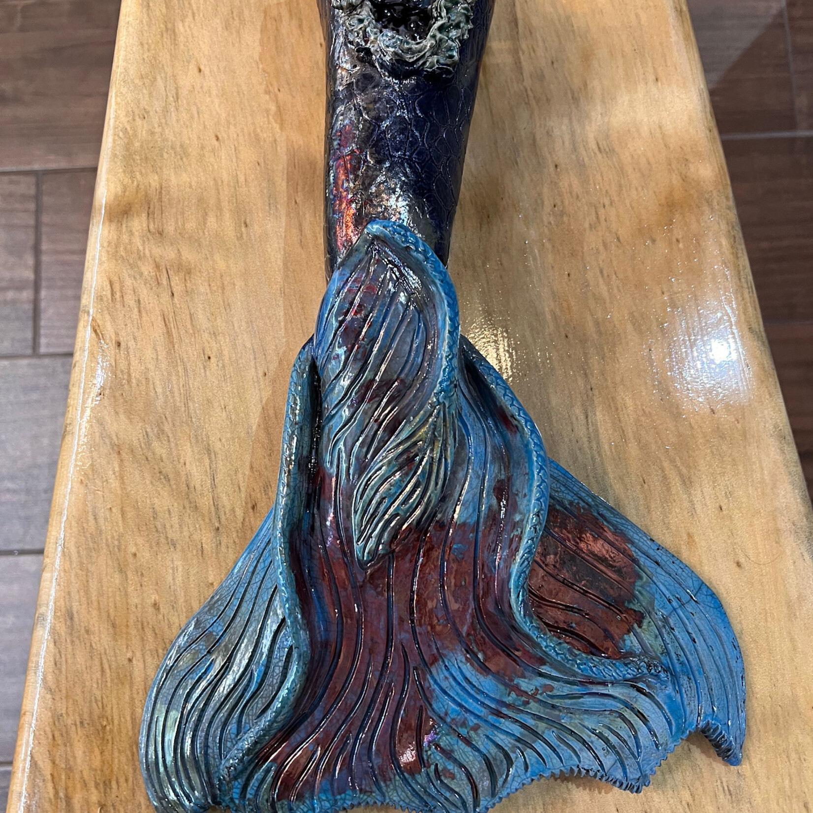 Allison Stowe-Castellano MERMAID TAIL, raku, ALLS