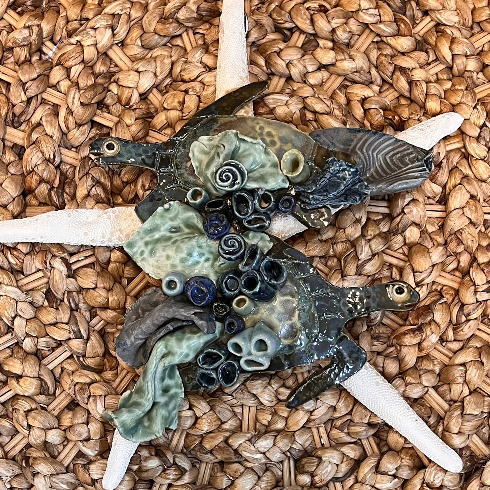 Ellen Robinson Starfish wall hanging with sculpted sea life, XL, EJAY
