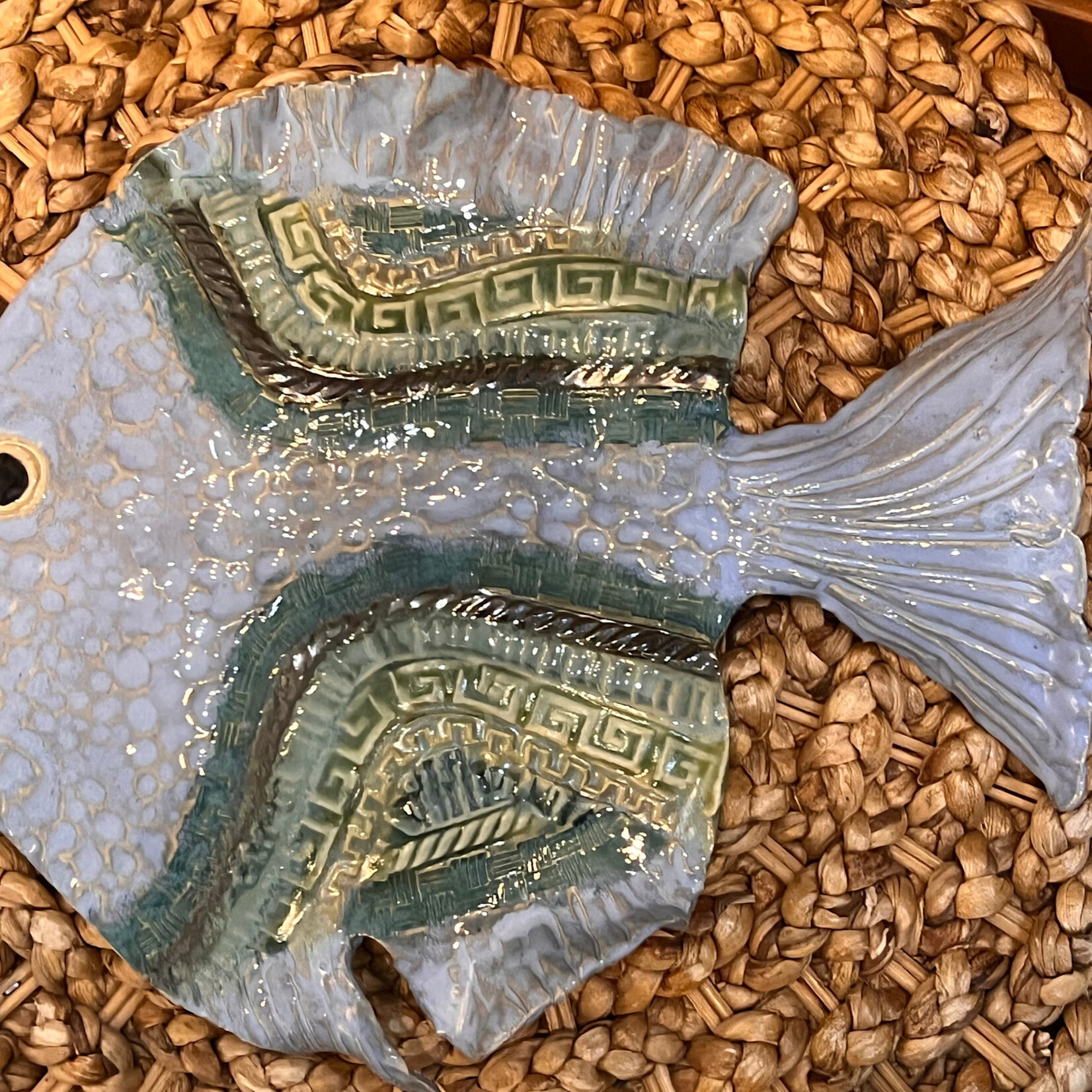 Ellen Robinson FISH wall hanging, ceramic, 11x9", EJAY