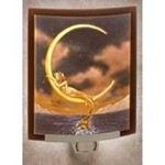 Porcelain Garden Nightlight, Lithophane, Porcelain, Curved, MERMAID & MOON, PORG