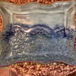 Clarkware Pottery DRESSER TRAY,   White or blue, 8x10". (CLARK)