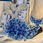 Sue by the Seashore "Squirt", whale, blue/silver, 12x12" framed, SUES