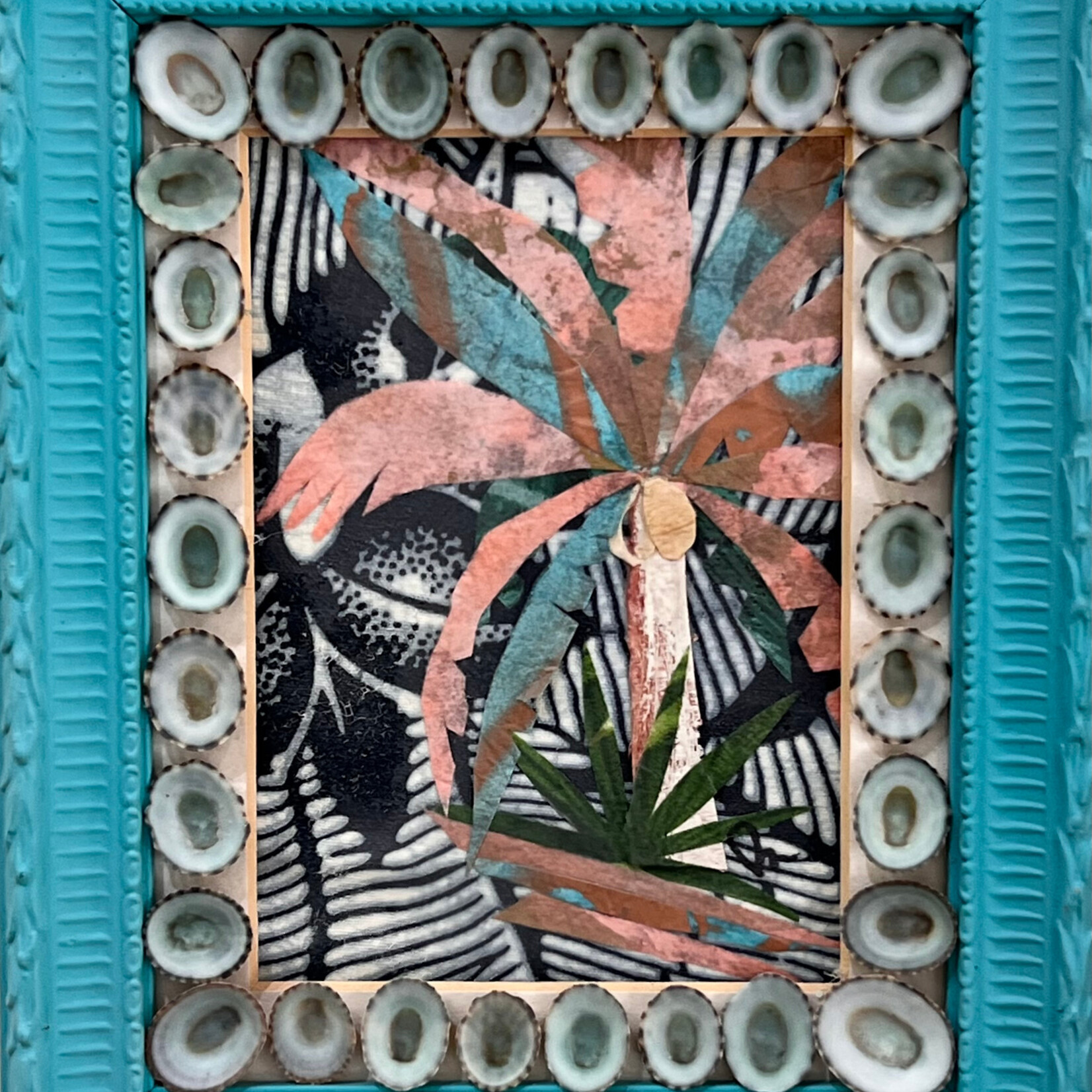 Pam Maschal Palm Collage w/limpets, 6.5x8", PAMM