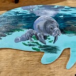 Rare Finds Highwaymen, Manatee on wood, Wall Hanging, Vernon Tynes, 17x9", RARE