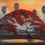 Highwaymen: Original, 2nd Generation, Legacy West Evans, Poinciana, orig oil on board, 24x20", framed, RARE