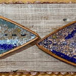 Pam Maschal Mounted Fish on Wood w/sea glass, 19x6", PAMM