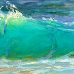 Chris Kling "Wave Love," oil on linen panel, framed, 14.5x23", CHRIS