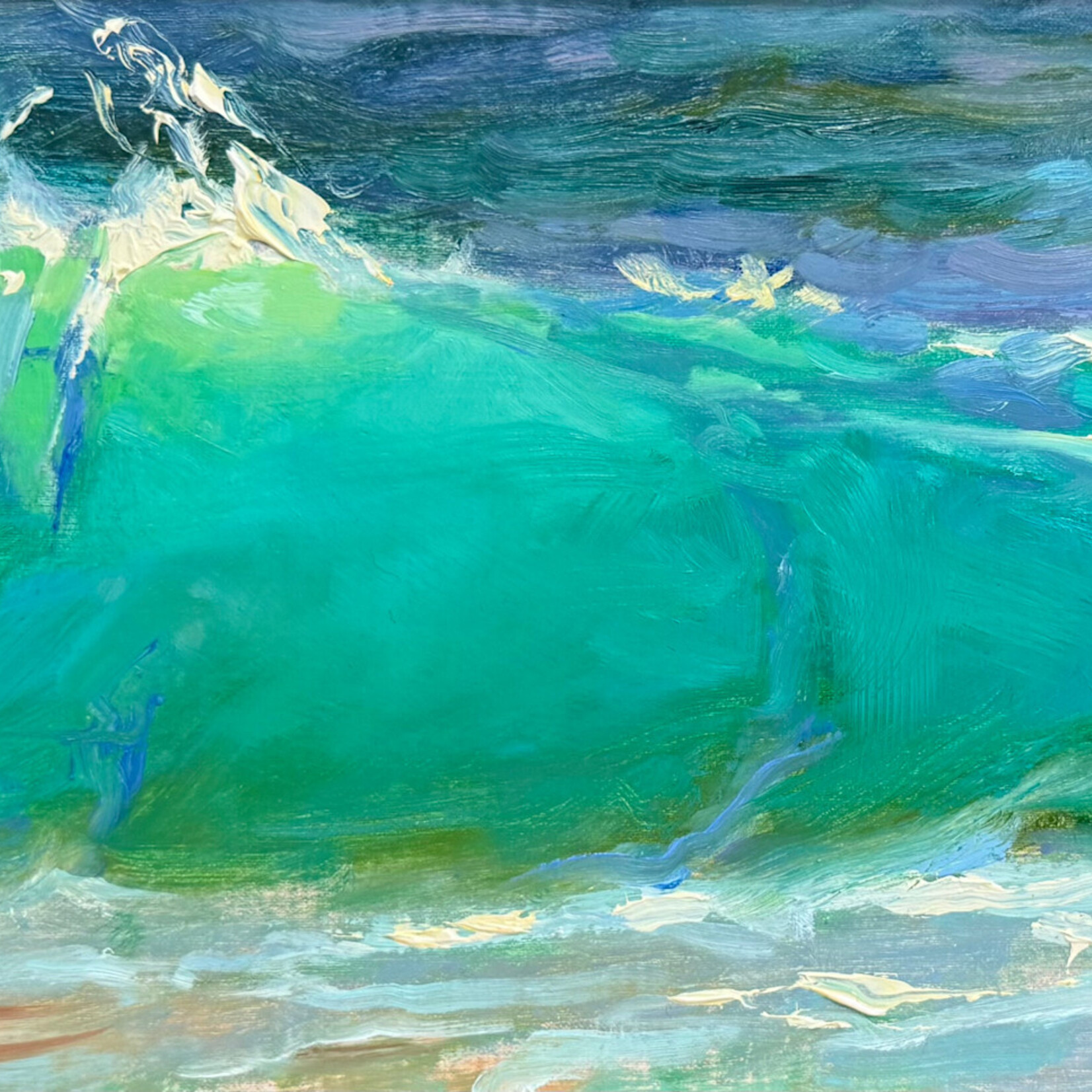 Chris Kling "Wave Love," oil on linen panel, framed, 14.5x23", CHRIS