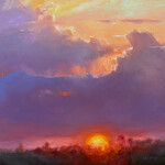 Chris Kling "Sunfire," Oil on canvas, framed, 38x38", CHRIS