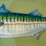 Rare Finds Mackerel, painting, oil, 18.5x6.5", Amy Surman, RARE