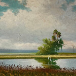 Highwaymen: Original, 2nd Generation, Legacy HIGHWAYMEN, Livingston "Castro" Roberts, "Florida Wetlands" oil on Upson board, 38x28" framed, RARE