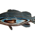 Sea Grain Wood Sculpture Goliath Grouper,  Wood, Shou-sugi-ban technique, 26"x11", MANN