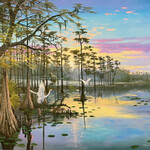 Highwaymen: Original, 2nd Generation, Legacy HIGHWAYMEN, Charles Walker, Marsh with Egrets, 14x18", giclee on archival canvas, framed, RARE