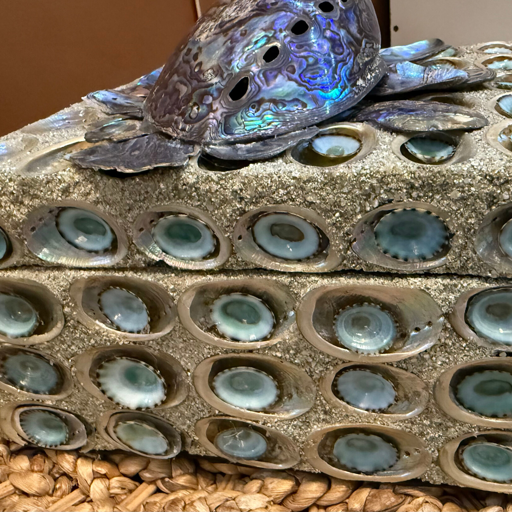 Bea Valiente "Abalones in Silver and Blue", box,  8.25" sq, BEAV