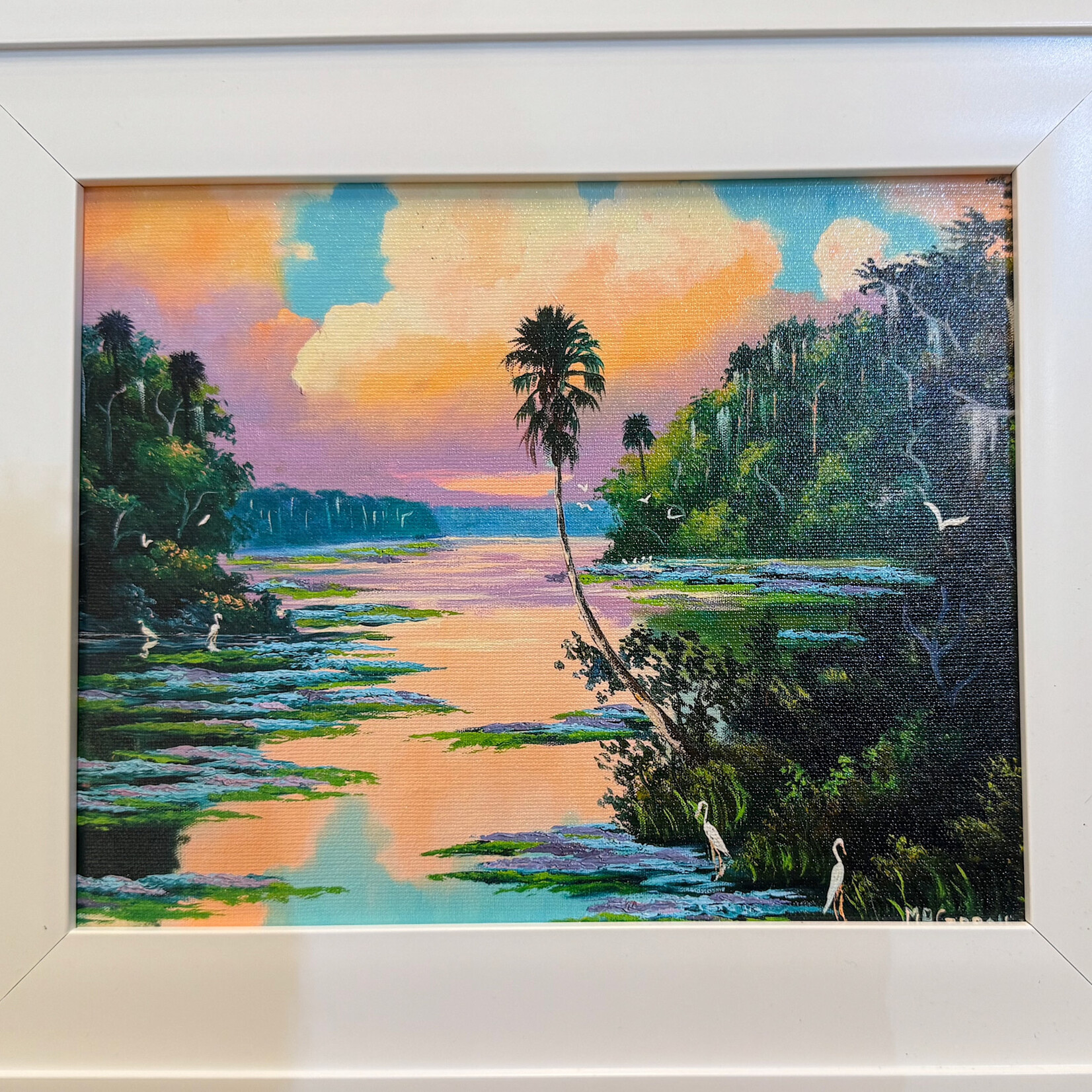 Highwaymen: Original, 2nd Generation, Legacy HIGHWAYMEN, Mary Ann Carroll, Palm under Peach Clouds, giclee, @14x11",, RARE