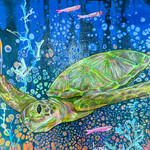 Fiori Ferraris Camila Turtle, TURTLE,Mixed media on 8x8" wood panel,  FIORI