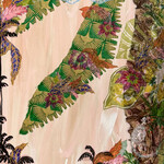 Pam Maschal "Life is a Circus", collage on canvas, 12x36",  PAMM