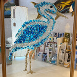 Sue by the Seashore Heron, blue, crushed glass, 24x19", SUES
