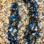 Rare Finds NECKLACE, deep slate blue  fresh water pearls w/abalone, sterling, 4 strand , 16", RARE