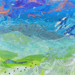 Susan Estrella "Drifting Coolness",  mixed media on GW canvas, 8" sq, SUSE