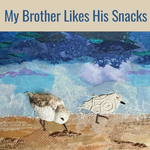 Susan Estrella "My Brother Likes His Snacks", collage w/3 birds/handmade paper, 11x14", SUSE