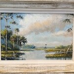 Highwaymen: Original, 2nd Generation, Legacy HIGHWAYMEN, early Sam Newton,  "Adam's Ranch" oil on  Masonite, 17x23" framed, RARE