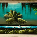 Highwaymen: Original, 2nd Generation, Legacy HIGHWAYMEN, James Gibson, "Moonlight in Teal",  24x48" framed, Oil on Upson, RARE