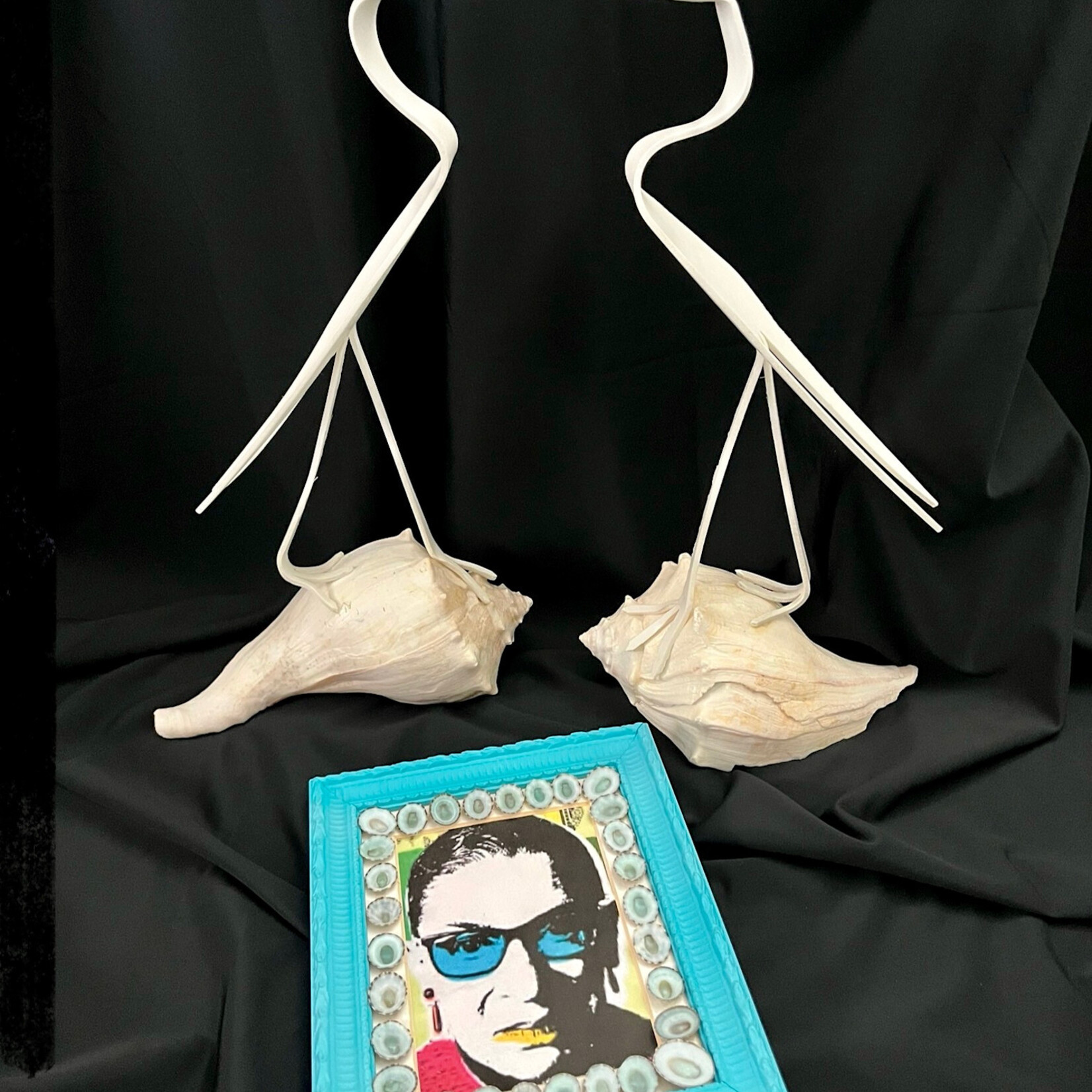 Pam Maschal PVC Heron on whelk", 14" h,  PAMM