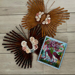 Pam Maschal Vintage Rattan Butterflies w/shells", 15x17" , PAMM