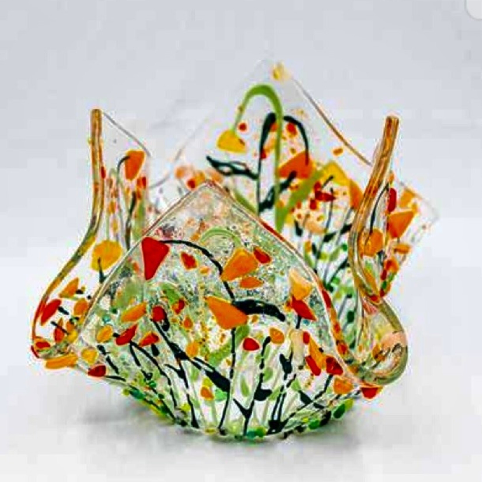 Ohland Studios Votive, Handkerchief Floral Candle Holder, 4", OHLS