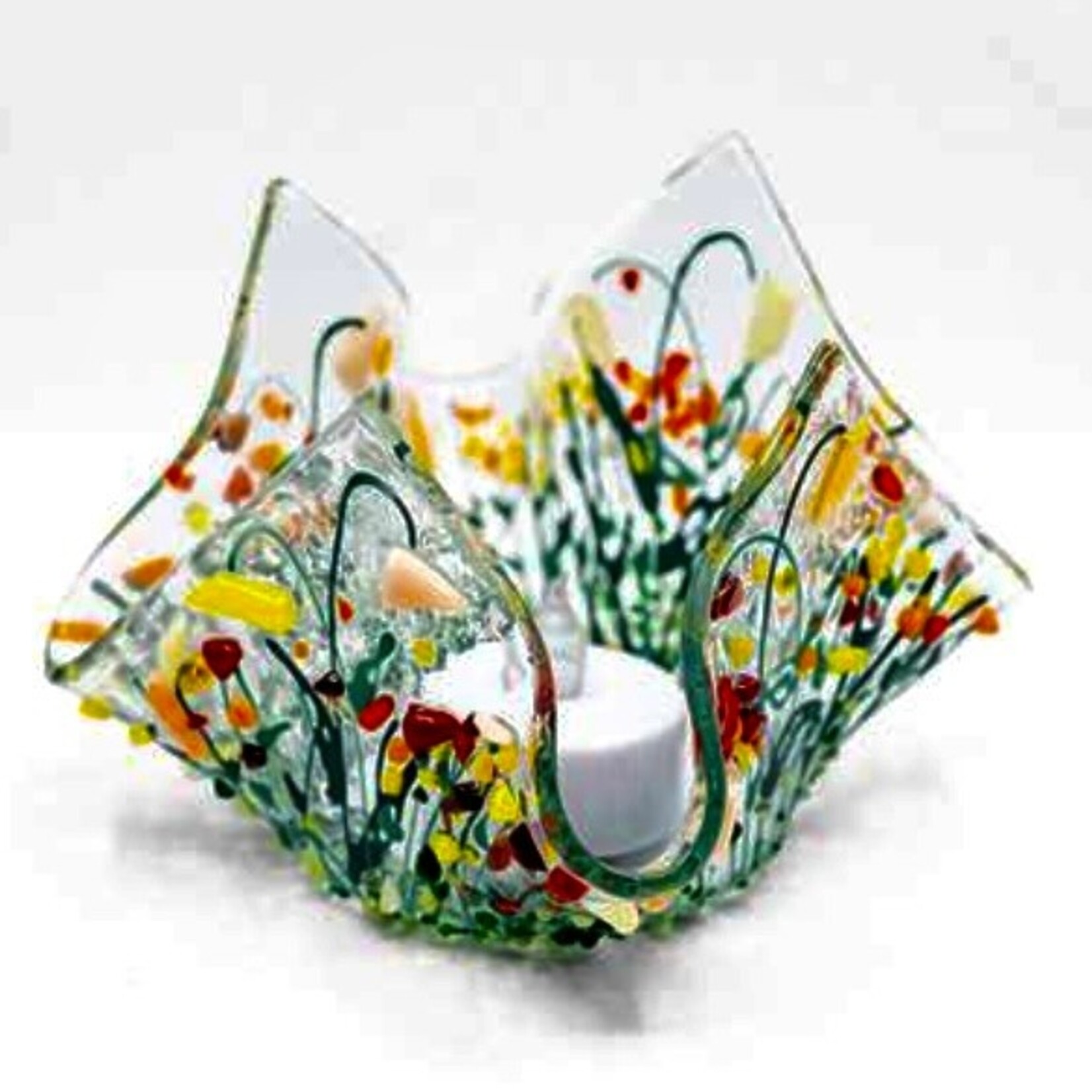 Ohland Studios Votive, Handkerchief Floral Candle Holder, 4", OHLS