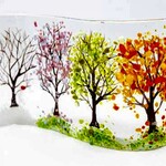 Ohland Studios "Four Seasons" curved glass art panel, 6x9", OHLS