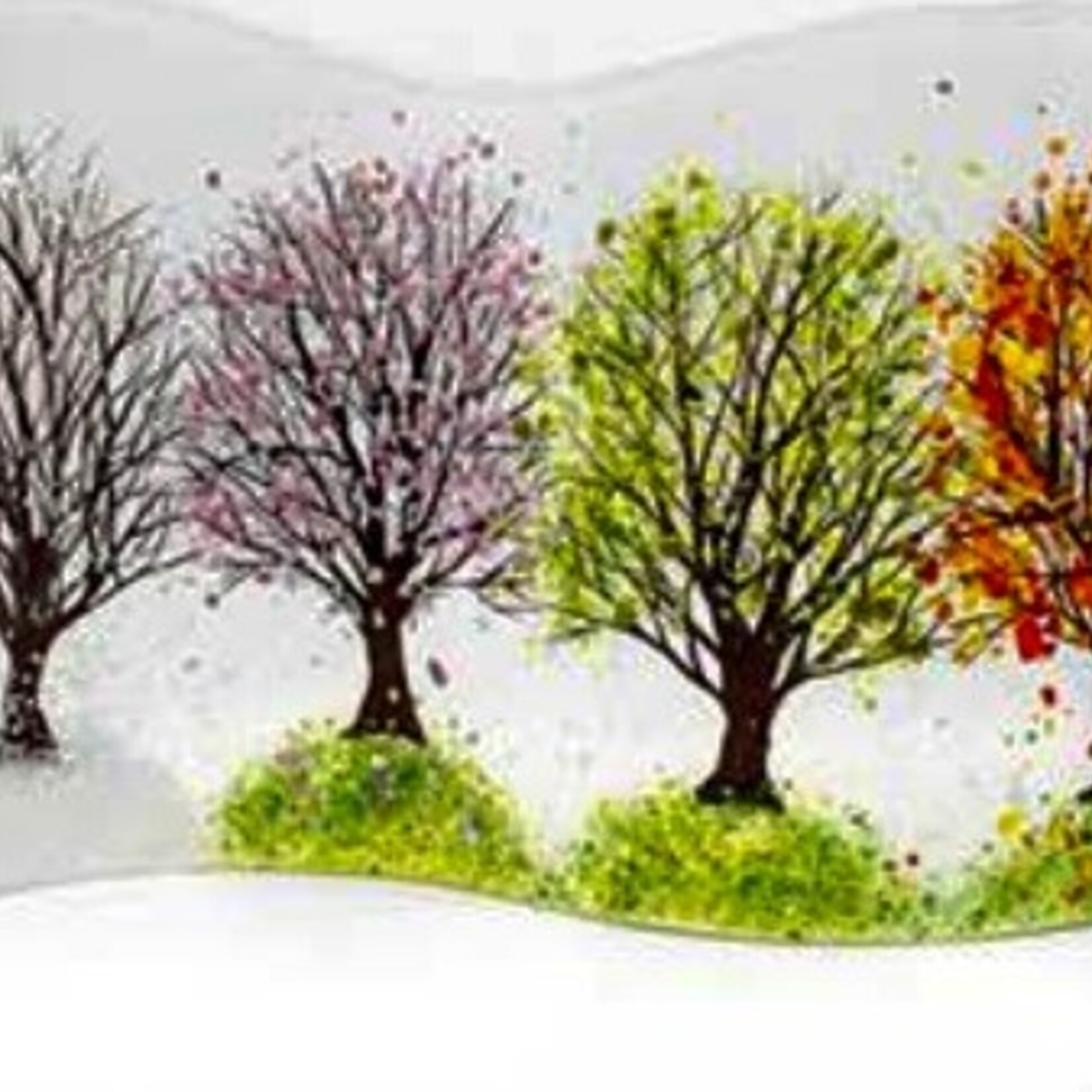 Ohland Studios "Four Seasons" curved glass art panel, 6x9", OHLS