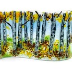 Ohland Studios "Mini Birch" curved glass art panel, 6x9", OHLS