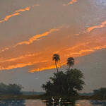 Highwaymen: Original, 2nd Generation, Legacy HIGHWAYMEN, Sam Newton,  Fire Sky,  oil on Upson board, 21x27", framed, RARE