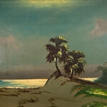 Highwaymen: Original, 2nd Generation, Legacy HIGHWAYMEN, Sam Newton,  Moonlit Beach,  oil on Upson board, 28x23", framed, RARE