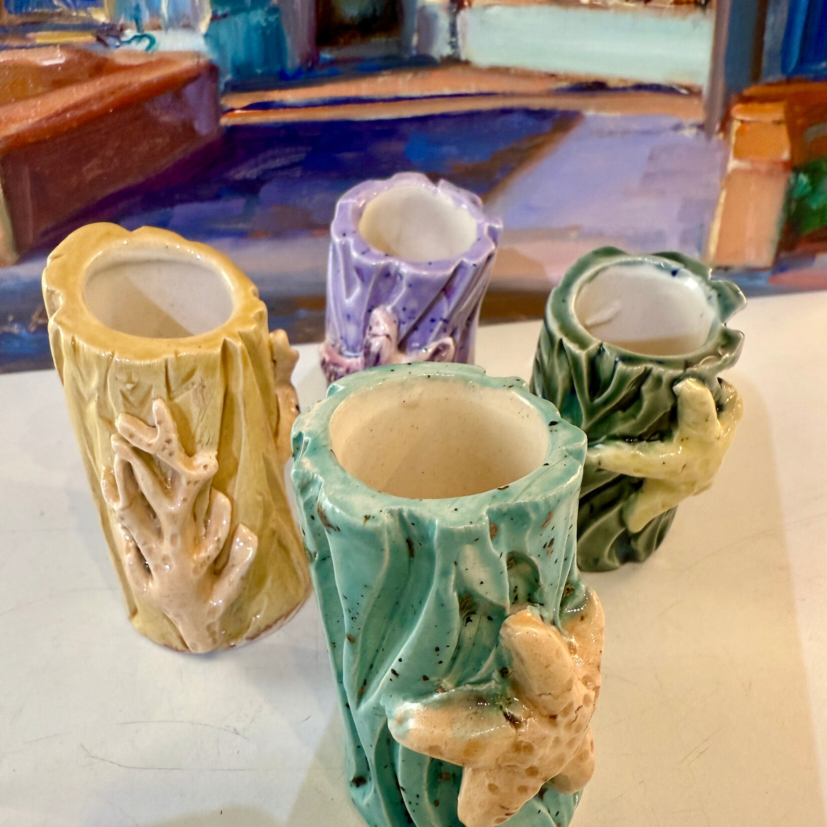 Allison Stowe-Castellano Toothpick Holder/Shot glass w/sealife, @3", ALLS