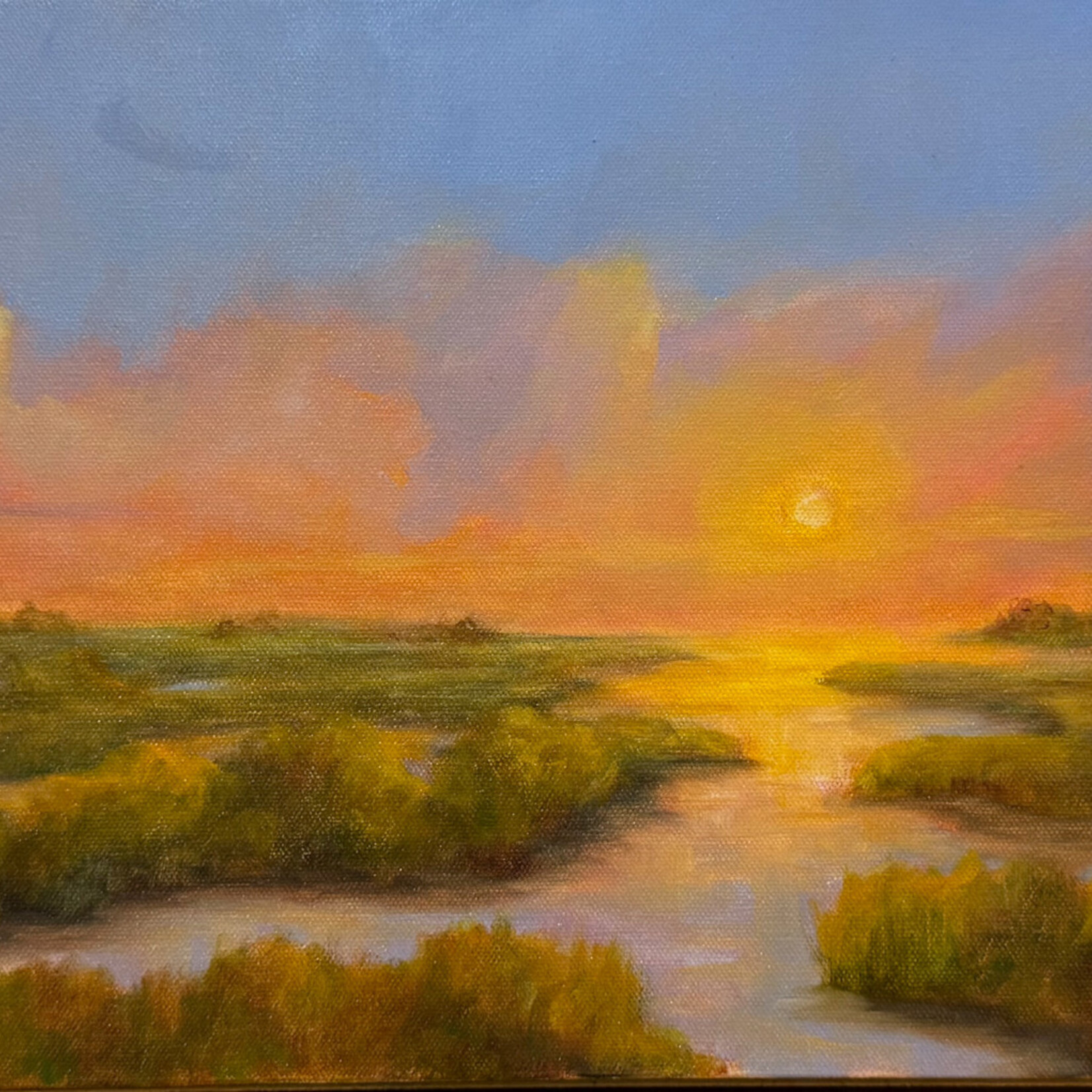 Diane Larson "Oh Be Joyful", oil on canvas, framed,  12x24". DIAL