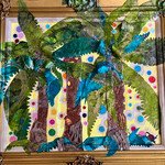 Pam Maschal Holiday Palms, vintage frame, 32x28", PAMM