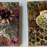 Pam Maschal Collage, mixed media w/shells, 6x6", PAMM