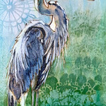 Marjorie Greenberg Heron, painting on wood panel, 5x14", MARG