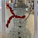 Sue by the Seashore Snowman,  glass, framed, 12X9" SUES