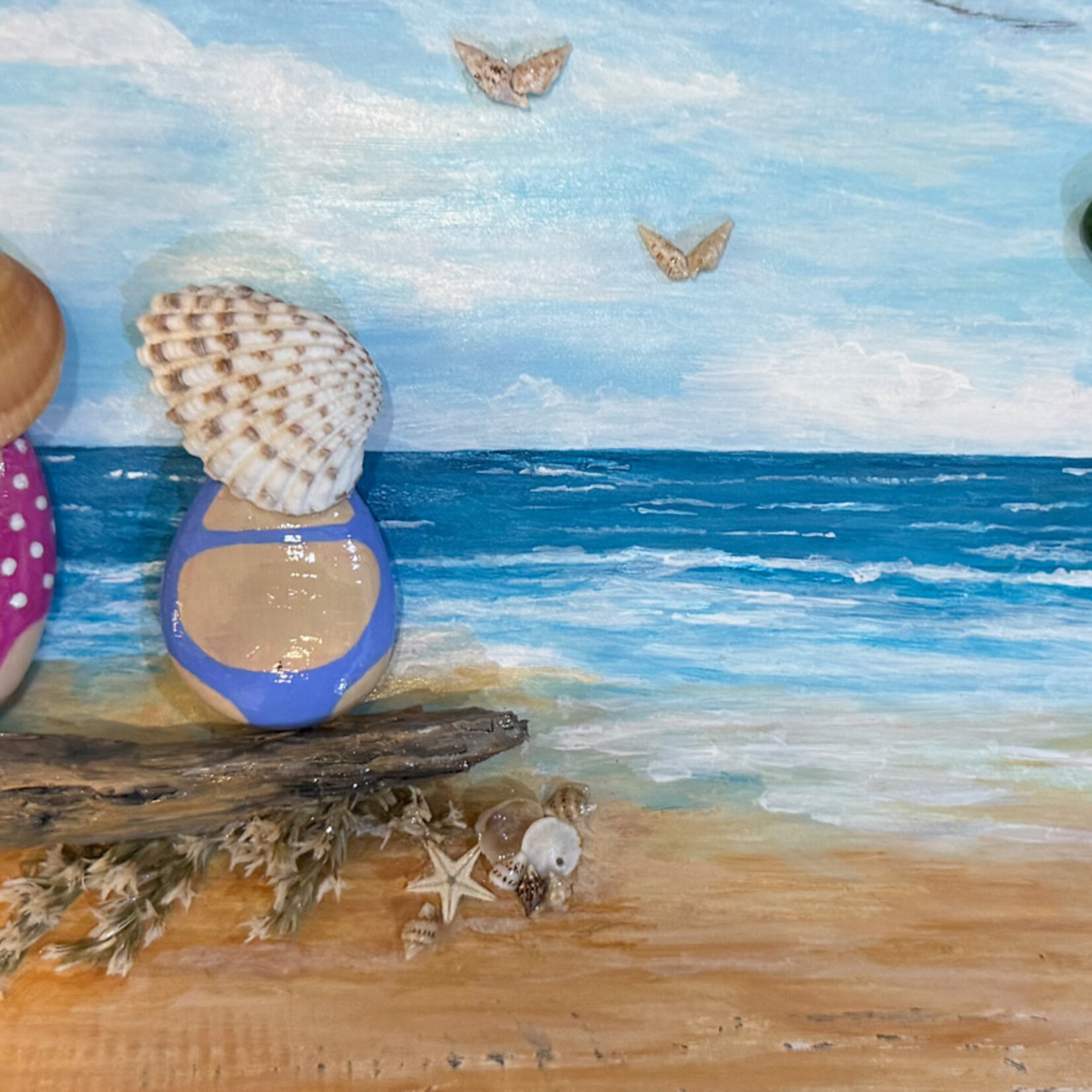 Carol Merritt "Beachin' It", Mixed media on panel, 12x6", CARM