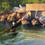 Michaelann Bellerjeau "Short Field Landing," oil on canvas board, framed, 18x24", MICB