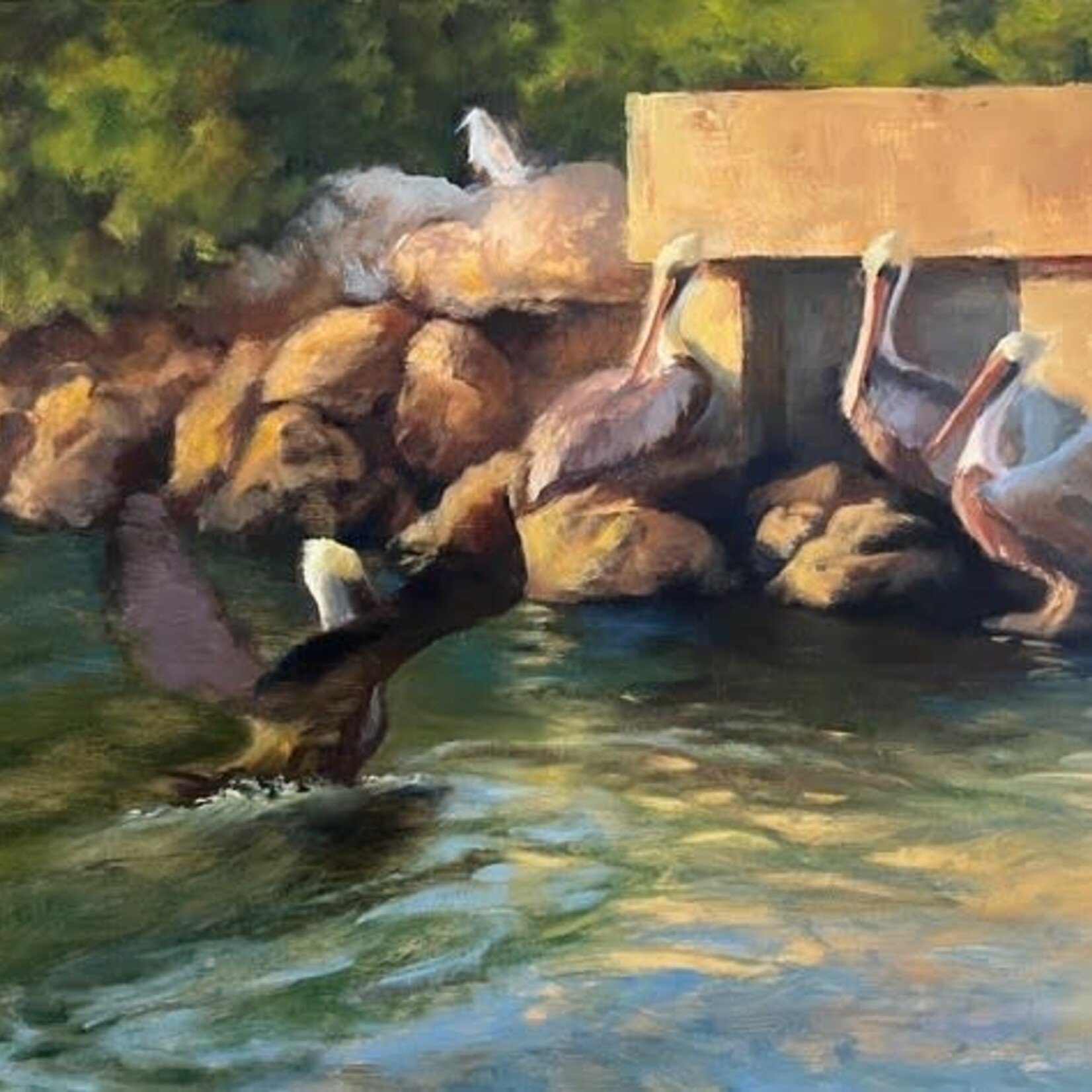 Michaelann Bellerjeau "Short Field Landing," oil on canvas board, framed, 18x24", MICB