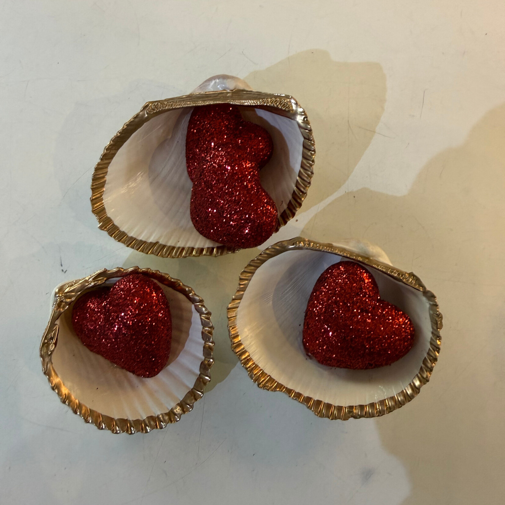 Pam Maschal Cockle Shell, gold leaf w/heart, PAMM