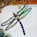 Kathy Gustafson Dragonfly, Stained Glass, 6x5" KATG