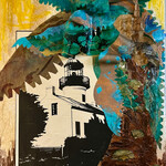 Pam Maschal "Lighthouse Palm" Mixed media collage, 16x20", PAMM