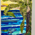 Pam Maschal "Lonely Palm", mixed media collage on canvas, 20x40",  PAMM