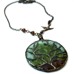 Spirit Glassworks TREE OF LIFE  NECKLACE (Recycled Glass Bottles, MELW)